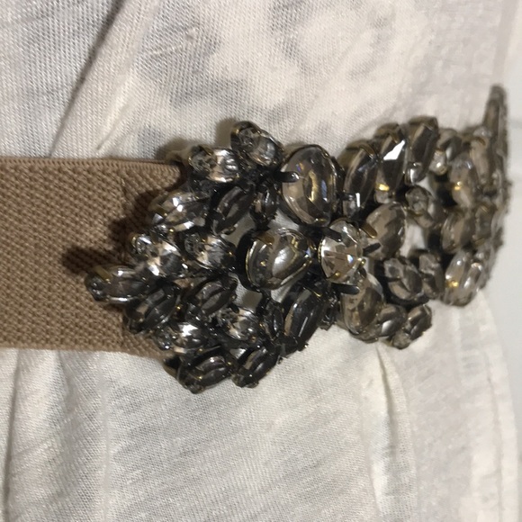 Floral Jeweled Tan Belt